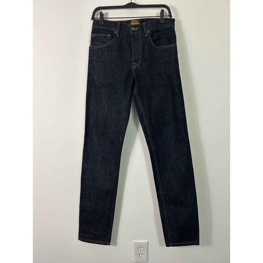 Brave Star Selvage Mens 31 Raw Indigo Denim Jeans Made In USA Slim Straight Dark